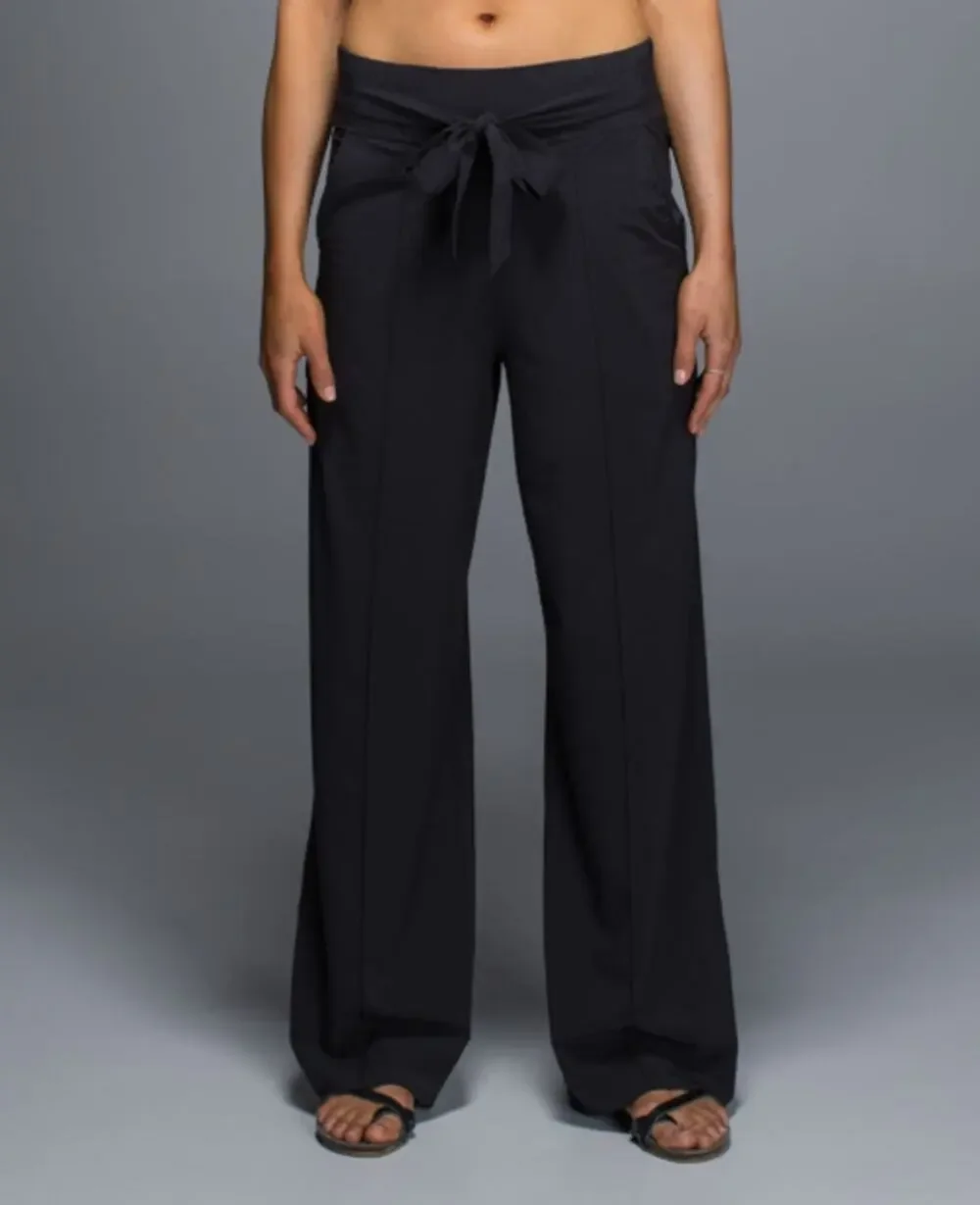 Lululemon Pants Womens 4 Noir Wide Leg Tie Waist Black Office Casual Business